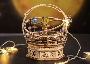 ROKR Rotating Starry Night Mechanical Music Box 3D Wooden Puzzle Assembly Model Building Kits Toys For Children Kids – AMK51