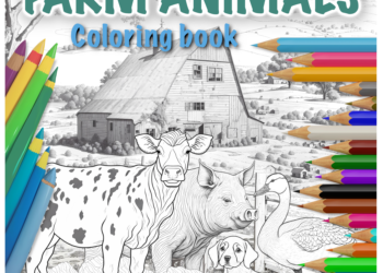 Farm animals: animal coloring book for kids: cute animals around the farm and house for young boys and girls that love animals! (Colouring books for children!)