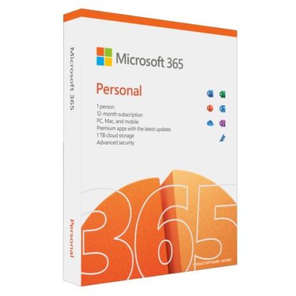 Microsoft Office 365 Personal, 1 User, Up to 5 Devices, 1 Year Subscription, 32 & 64 bit, Medialess