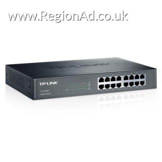 TP-LINK (TL-SG1016D) 16-Port Gigabit Unmanaged  Desktop/Rackmount Switch, Steel Case