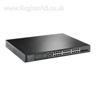 TP-LINK (TL-SG3428XMP) JetStream 24-Port Gigabit & 4-Port 10GE SFP+ L2+ Managed Switch with 24-Port PoE+, Rackmountable