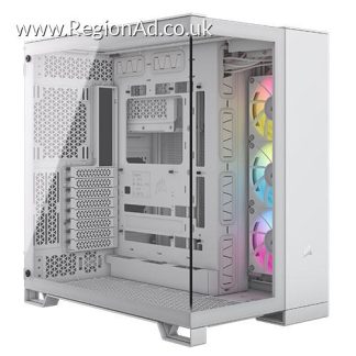 Corsair 6500X RGB iCUE Link Dual Chamber Gaming Case w/ Glass Side & Front, ATX, 3x RGB Fans, Mesh Panels, USB-C, Asus BTF Compatible, White