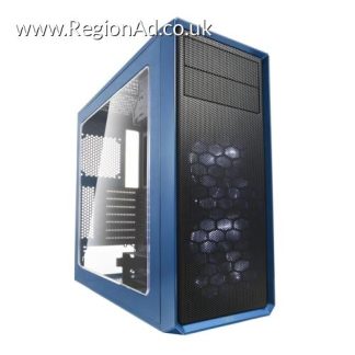 Fractal Design Focus G (Petrol Blue) Gaming Case w/ Clear Window, ATX, 2 White LED Fans, Kensington Bracket, Filtered Front, Top & Base Air Intakes