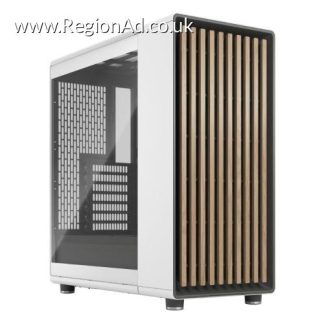 Fractal Design North Chalk White (TG Clear) Case w/ Clear Glass Window, ATX, 2 Fans, USB-C, Oak Front