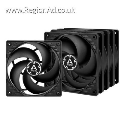Arctic P12 Pressure Optimised 12cm Case Fans (5 Pack), Black, Fluid Dynamic, 1800 RPM,  Value Pack