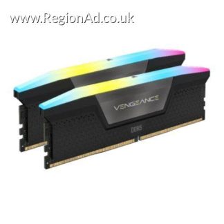 Corsair Vengeance RGB 64GB Kit (2 x 32GB), DDR5, 5600MHz (PC5-44800), CL40, 1.25V, PMIC, AMD Optimised, DIMM Memory