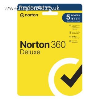 Norton 360 Deluxe 1x 5 Device, 1 Year Retail Licence - 50GB Cloud Storage - PC, Mac, iOS & Android *Non-enrolment*