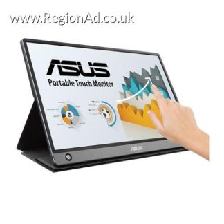 Asus 15.6" Portable IPS Touchscreen Monitor (ZenScreen MB16AMT), 1920 x 1080, USB-C (USB-A adapter), micro-HDMI, 7800mAh Battery, Auto-rotatable, Hybrid Signal, Smart Case Stand