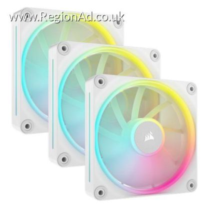 Corsair iCUE LINK LX120 12cm PWM RGB Case Fans (3-Pack), 18 RGB LEDs, Magnetic Dome Bearing, 2400 RPM, iCUE LINK Hub Included, White