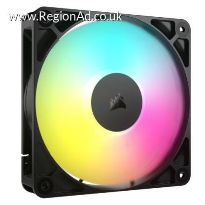 Corsair RS120 ARGB PWM 12cm Case Fan, Magnetic Dome Bearing, Daisy-Chain 4-Pin, 2100 RPM, AirGuide Tech, Black