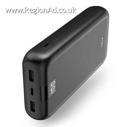 Hama Performance 24 24000mAh Fast Charge Powerbank, 2x USB-A, USB-C, LED Capacity Indicator, Grey