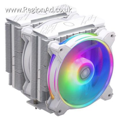 Cooler Master Hyper 622 Halo ARGB Dual Tower Heatsink & Fans, Intel/AMD, 6 Heat Pipes, 2x ARGB Fans, 157mm High, White