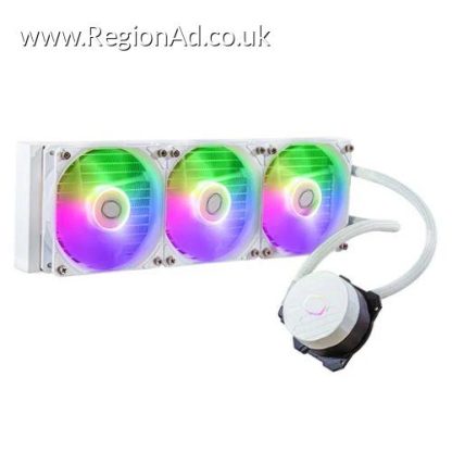 Cooler Master MasterLiquid 360L Core ARGB 360mm Liquid CPU Cooler, 3x ARGB PWM Fans, RGB Pump Head, White
