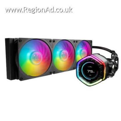 Cooler Master MasterLiquid 360 ION ARGB Liquid CPU Cooler, 360mm, Dual Chamber Design, 3 x Mobius ARGB Fans, Customisable LCD Display,   Black