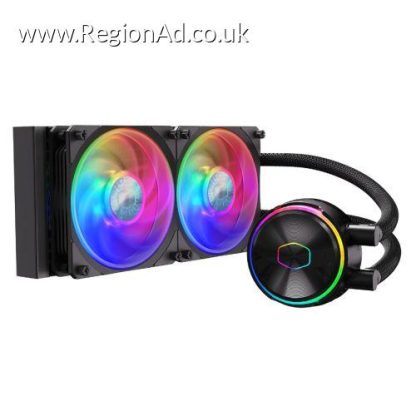 Cooler Master PL240 Flux ARGB 240mm Liquid CPU Cooler, 2x ARGB PWM Fans, RGB Pump Head, RGB Controller, Black