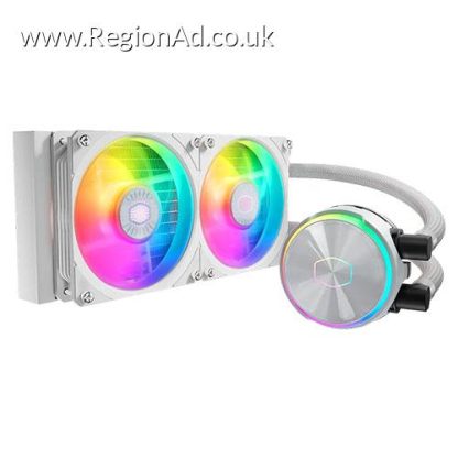 Cooler Master PL240 Flux ARGB 240mm Liquid CPU Cooler, 2x ARGB PWM Fans, RGB Pump Head, RGB Controller, White