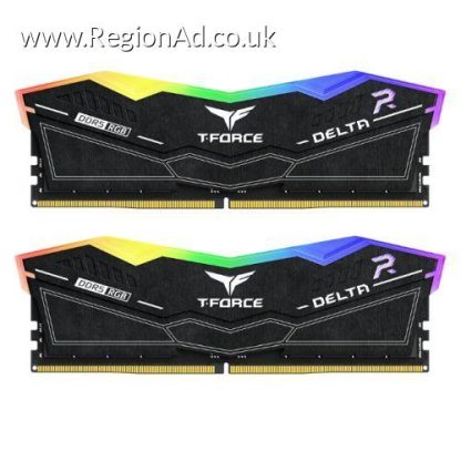 Team T-Force Delta RGB 32GB Kit (2 x 16GB), DDR5, 6000MHz (PC5-48000), CL30, ECC, XMP 3.0, PMIC, DIMM Memory, Black