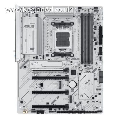 Asus B850 MAX GAMING WIFI W, AMD B850, AM5, ATX, 4 DDR5, HDMI, DP, Wi-Fi 6E, 2.5G LAN, 3x M.2, White