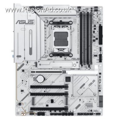 Asus X870 MAX GAMING WIFI7 W, AMD X870, AM5, ATX, 4 DDR5, HDMI, 2 USB4, Wi-Fi 7, 2.5G LAN, 3x M.2, White