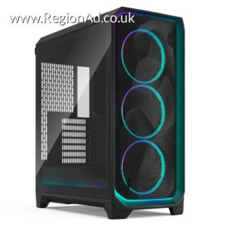 Fractal Design Meshify 3 Ambience Pro RGB (Black TG Light) Gaming Case w/ Light Tint Window, E-ATX, Mesh Front, 3x RGB Fans, Adjust Pro Hub, USB-C 20Gbps