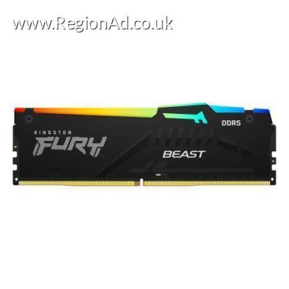 Kingston Fury Beast RGB 32GB, DDR5, 6000MHz, CL36, 1.35V, ECC, PMIC, AMD EXPO & Intel XMP 3.0, Black, DIMM Memory