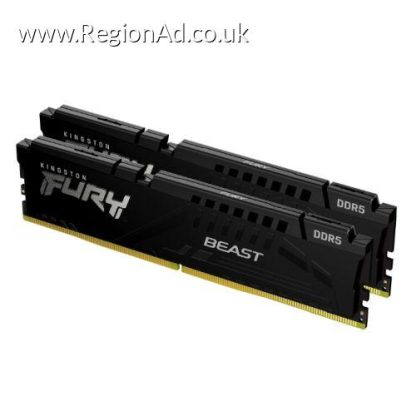 Kingston Fury Beast 32GB Kit (2 x 16GB), DDR5, 6000MHz, CL30, 1.4V, ECC, PMIC, AMD EXPO & Intel XMP 3.0, Black, DIMM Memory
