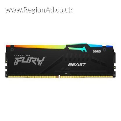Kingston Fury Beast RGB 64GB, DDR5, 5600MHz, CL36, 1.25V, ECC, PMIC, AMD EXPO & Intel XMP 3.0, Black, DIMM Memory