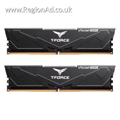 Team T-Force Vulcan 64GB Kit (2 x 32GB), DDR5, 6400MHz (PC5-51200), CL34, ECC, AMD EXPO & Intel XMP 3.0, PMIC, DIMM Memory, Black