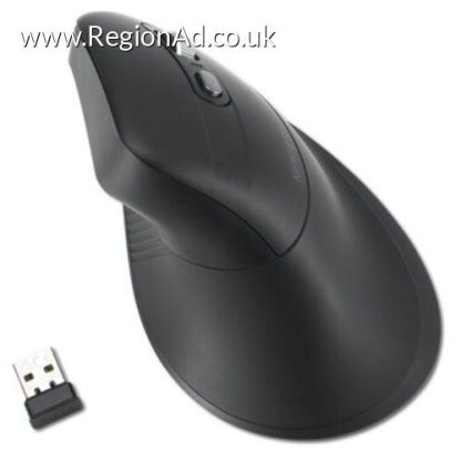 Kensington Pro Fit Ergo MY630 EQ Rechargeable Wireless/Bluetooth Vertical Mouse, Connect to 3 Devices, 2400 DPI, 4 Months Battery, Black *Right Handed version*