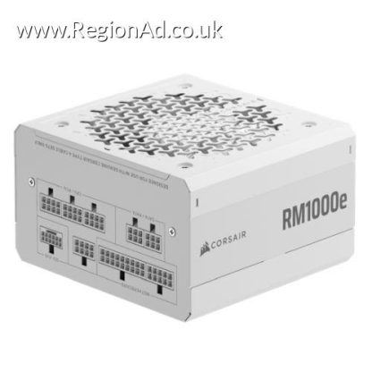 Corsair 1000W RMe Series RM1000e PSU, Fully Modular, Low-Noise, Cybenetics Gold, Zero RPM Mode, ATX 3.1, PCIe 5.1, White