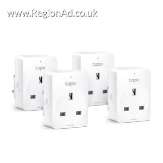 TP-LINK (TAPO P100 4-Pack) Mini Smart Wi-Fi Socket, Remote Access, Scheduling, Away Mode, Voice Control