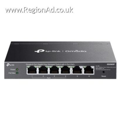 TP-LINK (ES206GP) Omada 6-Port Gigabit Easy Managed Switch with 4-Port PoE+, 6x GB Ports, Metal Casing