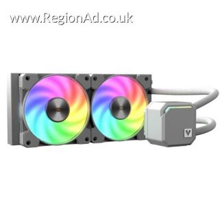 Vida BiFrost 240mm ARGB Liquid CPU Cooler, 2x ARGB PWM Fans, ARGB CPU Block, 250W TDP, White