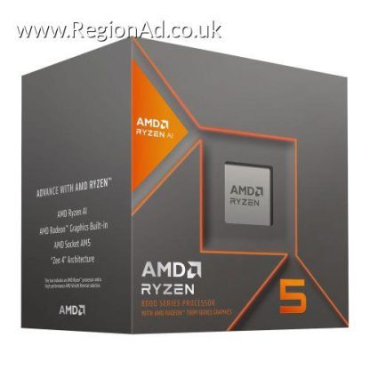 AMD Ryzen 5 8600G with Wraith Stealth Cooler, AM5, Up to 5.0GHz, 6-Core, 65W, 22MB Cache, 4nm, 8th Gen, Radeon Graphics
