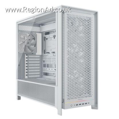 Corsair FRAME 5000D RS Modular Gaming Case w/ Glass Side, E-ATX, 4x PWM Fans, InfiniRail Fan Mounting, USB-C, ARGB Strip, Asus BTF Compatible, White