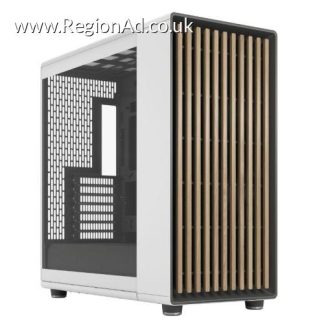 Fractal Design North XL RC Chalk White (TG Clear) Case w/ Clear Glass Window, ATX, 3 PWM Fans, USB-C, Oak Front, Reverse Connector/Asus BTF Compatible