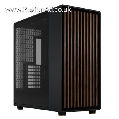 Fractal Design North XL RC Charcoal Black (TG Dark) Case w/ Dark Glass Window, ATX, 3 PWM Fans, USB-C, Walnut Front, Reverse Connector/Asus BTF Compatible