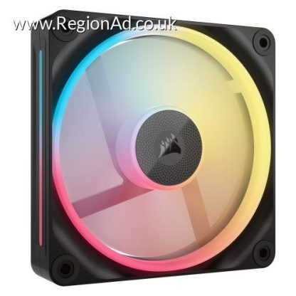 Corsair iCUE LINK LX120-R 12cm PWM Reverse Blade RGB Case Fan, 18 RGB LEDs, Magnetic Dome Bearing, 2400 RPM, Black, Single Fan Expansion Kit