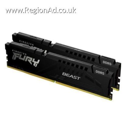 Kingston Fury Beast 32GB Kit (2 x 16GB), DDR5, 5600MHz, CL40, 1.25V, ECC, PMIC, Intel XMP 3.0, Black, DIMM Memory