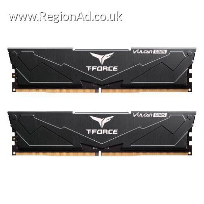Team T-Force Vulcan 64GB Kit (2 x 32GB), DDR5, 6400MHz (PC5-51200), CL34, ECC, AMD EXPO & Intel XMP 3.0, PMIC, DIMM Memory, Black