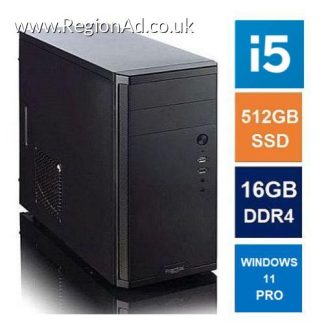 Spire MATX Tower PC, Fractal Core 1100 Case, i5-14400, 16GB DDR4, 512GB SSD, Corsair 550W, No Optical, KB & Mouse, Windows 11 Pro