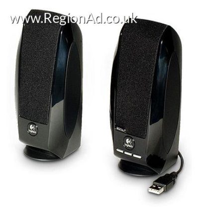 Logitech S150 2.0 Digital Speaker System, 5W RMS, Black, USB, Brown Box