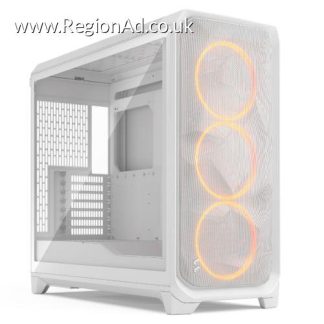 Fractal Design Meshify 3 XL (White RGB TG Clear) Case w/ Clear Window, E-ATX, Mesh Front, 3x RGB Fans, USB-C 20Gbps