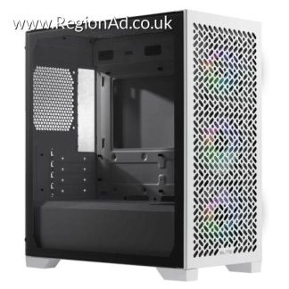 Cooler Master Elite 302 Gaming Case w/ Glass Side, Micro ATX, 3x ARGB Fans, PSU Shroud, Intake Grill, USB-C, White