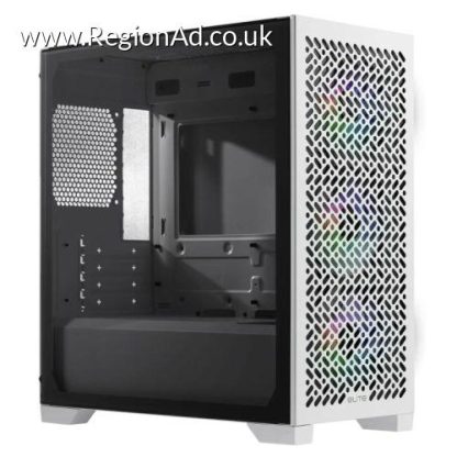 Cooler Master Elite 302 Gaming Case w/ Glass Side, Micro ATX, 3x ARGB Fans, PSU Shroud, Intake Grill, USB-C, White