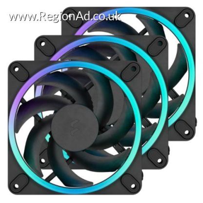 Fractal Design Momentum 12 ARGB 12cm PWM Case Fans (3-Pack), 16 LEDs, FDB Bearing, 350-2200 RPM, 8-pin Connector, Black