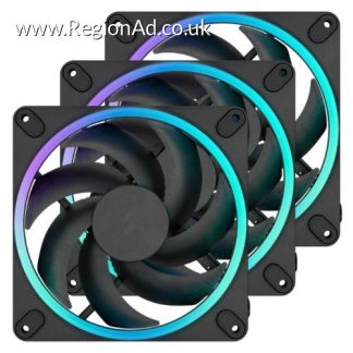 Fractal Design Momentum 14 ARGB 14cm PWM Case Fans (3-Pack), 20 LEDs, FDB Bearing, 350-1800RPM, 8-pin Connector, Black
