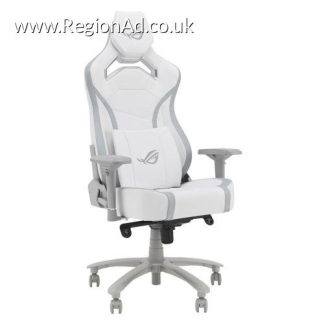 Asus ROG Chariot X Core (Wide) Gaming Chair, Racing-Car Style, Premium PU Leather, Memory-Foam Lumbar, 4D Armrests, 155° Recline,  Tilt & Class 4 Gas Lift, White