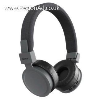 Hama (Freedom Lit III) Bluetooth Headset w/ Mic, 3.5mm Jack/USB-C, Foldable, Up to 15hrs Battery, Black