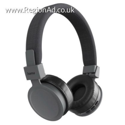 Hama (Freedom Lit III) Bluetooth Headset w/ Mic, 3.5mm Jack/USB-C, Foldable, Up to 15hrs Battery, Black